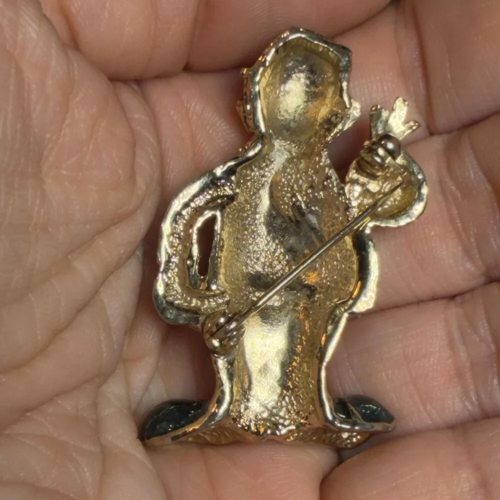 Clown Brooch Vintage Hobo Enamel Rhinestone Pin 2 Inch
